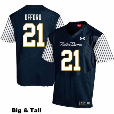 Notre Dame Fighting Irish Men's Caleb Offord #21 Navy Under Armour Alternate Authentic Stitched Big & Tall College NCAA Football Jersey XZU3699LT